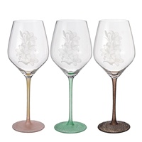 Verres à vin Samyo en cristal gravé floral, colorés et craquelés, pour cadeaux