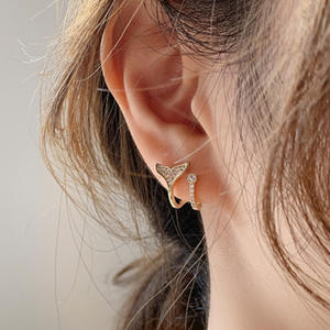 Boucles d'oreilles clous plaquées or Allibaba Natbal avec strass en cristal, design queue de sirène, pour usage quotidien féminin - Product Image 4