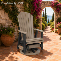 Fauteuil à bascule pivotant en PEHD pour l'extérieur, idéal pour patio, véranda et zone de piscine, résistant aux UV et aux intempéries, mobilier de jardin.