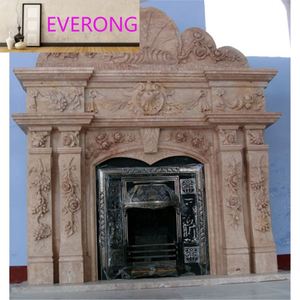Cornice per Caminetto in Marmo Beige Naturale Stile Europeo Moderno, Materiale in Pietra - Product Image 3