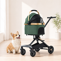 Poussette pliable 2-en-1 pour animaux de compagnie avec panier de transport détachable et coussin amovible, pour chiens et chats, logo personnalisé OEM