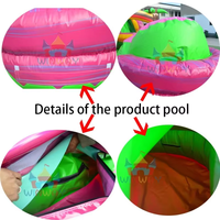 Toboggan aquatique gonflable de qualité commerciale avec piscine, motif palmier tropical, toboggan gonflable robuste pour location extérieure et événements.