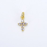 CZ8328 Grossiste Micro Pendentif Croix Pavé Diamant CZ, Breloque en Oxyde de Zirconium Bijoux Chrétiens