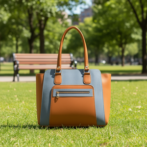 Bolso Tote de Yute Azul para Mujer Fana Itzira con Bolsillo con Cremallera, Estilo de Moda para Todas las Temporadas - Product Image 2