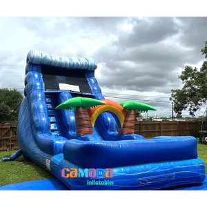 Tobogán Acuático Inflable <span class=keywords><strong>con</strong></span> Diseño <span class=keywords><strong>de</strong></span> Palmera Azul, <span class=keywords><strong>Piscina</strong></span> Inflable para Patio Trasero, Tobogán Acuático Inflable en Venta - Product Image 1