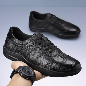 Chaussures en cuir pour hommes, noires, à bout rond, à lacets, décontractées, pour affaires et voyages, taille adulte 801 - Product Image 2