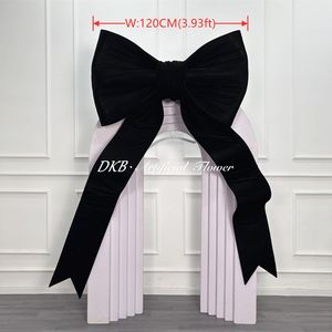 Accessoires pour événements, nœud géant en tissu de soie, grand nœud noir, accepte la personnalisation pour la décoration de toile de fond de mariage - Product Image 5