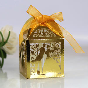 卸売カスタム高級レーザーカットギフトボックスゲストのための結婚式のお土産紙チョコレートキャンディーボックスギフト結婚式 - Product Image 2