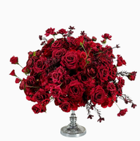 Boule de fleurs artificielles en soie rouge de haute qualité, personnalisable, 30cm-80cm, pour centre de table de mariage, décoration durable