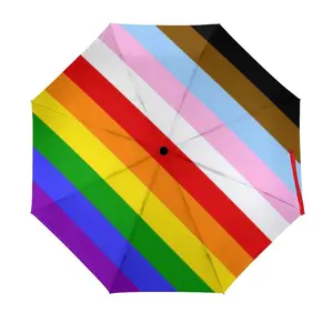 Cheap Wholesale 3D Printing Single Side Rainbow Logo Pride Umbrella With Individual Packing