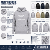 Sudadera con Capucha Premium para Hombre, 500 GSM, 100% Algodón, Diseño Sólido con Bordado 3D, Corte Holgado, Otoño, Logotipo Personalizado OEM