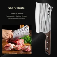 Couteau en acier inoxydable forgé avec manche en bois, ensemble de deux pièces pour couper la viande, les légumes, hacher les os