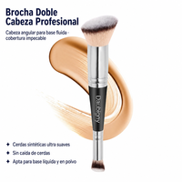 Pinceau de maquillage double embout JLY à poils courts, pinceau de fond de teint à double usage pour les produits liquides, crèmes et poudres
