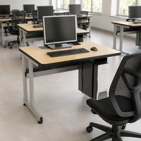 Bureau informatique avec support CPU suspendu, panneau de modestie en acier, 800x600x750mm, robuste, pour projets gouvernementaux et scolaires
