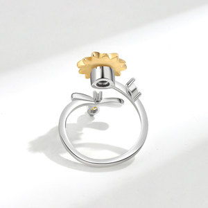 Geometric Colorful Cubic Zirconia Rotating Sunflower Open <b>Adjustable</b> <b>Rings</b> Copper Gold Plated Women Stress Relief Daisy Jewelry - Product Image 4