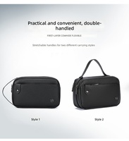 Tas Tangan Pria Bisnis Modern Lapis Ganda Terorganisir Bahan Kulit PU Multifungsi untuk Perjalanan Modis dengan Ritsleting Logo Anti-Pencurian