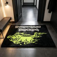Tapis tufté noir et vert flamme, tapis rectangulaire graphique en peluche, tapis de sol doux et moelleux pour la décoration du salon et de la chambre