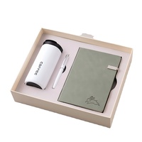 Ensemble cadeau bloc-notes A5 simple en métal et tasse à café isotherme avec logo personnalisé pour entreprise