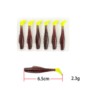 Señuelo Blando Flotante de Acero Inoxidable 65cm <span class=keywords><strong>Zman</strong></span>, Paquete de 6 Piezas, Black Pit T-Tail Baby Silencer, Anzuelos de Cebo Artificial para Agua Salada - Product Image 5