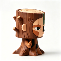 Figurine de collection artistique créative en forme de garçon sur souche d'arbre Woodo, objet promotionnel pour la décoration et les cadeaux de fête