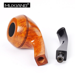 Muxiang Tobacco Pipe Bent Type Briarwood Handcrafted Gold Black Finish Men's Smoking Pipe - Product Image 2