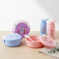 Ensemble boîte à lunch et gourde pour enfants Wishome, motif dessin animé, en PP, avec gobelet, portable, pour l'école et les pique-niques