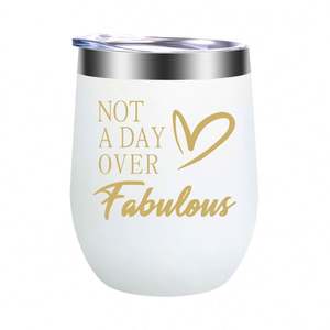 Gobelet isotherme personnalisé en acier inoxydable à double paroi, écologique, en forme d'œuf, 12 oz, pour café et vin, avec revêtement en poudre - Product Image 1