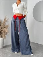 Pantalon large à rayures pour femme, pantalon long ample avec poches, pantalon décontracté pour le travail
