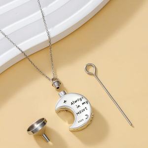 Collier urne funéraire Arbre de Vie pour cendres, pendentif commémoratif phase de lune, bijou souvenir avec bouchon à vis, personnalisable avec logo gravé - Product Image 4