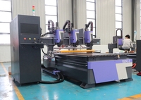Fresadora CNC de Alta Resistencia de 3 Cabezales y 3 Ejes con Rotatorio, Máquina de Corte de Madera 3D para Tallado de Madera