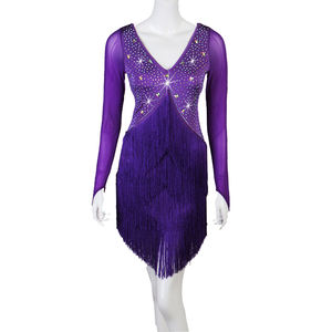 Nuevo vestido de competición de actuación de baile latino con flecos encriptados <span class=keywords><strong>Rumba</strong></span> Cha vestido de baile latino para adultos - Product Image 4
