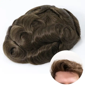 Prothèse capillaire en cheveux naturels, base en PU ultra-fine injectée en V, système de remplacement capillaire 100% cheveux naturels pour hommes - Product Image 4