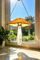 Attrape-soleil artisanal en vitrail, motif papillon luna de Noël Art Déco, ornement mural décoratif pour la maison