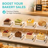 Boîte à gâteau haute carrée en PET transparent de qualité alimentaire, personnalisable avec logo, pour boulangerie, pain au fromage, taille sur mesure, vente directe usine