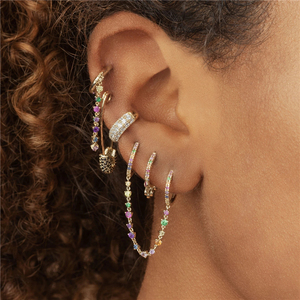 Pendientes de Moda con Circonitas Cúbicas Coloridas en Forma de Arcoíris, Chapados en Oro de 18K, Micro Pavé, para Mujer - Product Image 5