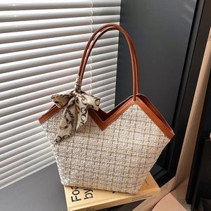 2026 New Arrival Luxury <b>Tweed</b> Women <b>Handbag</b> Vintage Checkered Shoulder Bag Chic Tote Bag for Women with Silk Scarf Daily Commute - Product Image 6