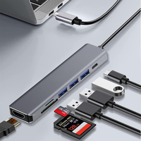 Hub USB-C multiport 7-en-1 en alliage d'aluminium avec station d'accueil HDTV, emplacements SD/MicroSD TF, USB 3.0/2.0 en stock pour ordinateur portable et téléphone