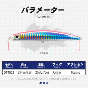 Señuelos de Pesca OEM Hard Pencil Flosting de 135mm y 20g, Señuelo Popper de Superficie, Señuelo Stickbait de Largo Alcance, Señuelo Minnow - Product Image 2