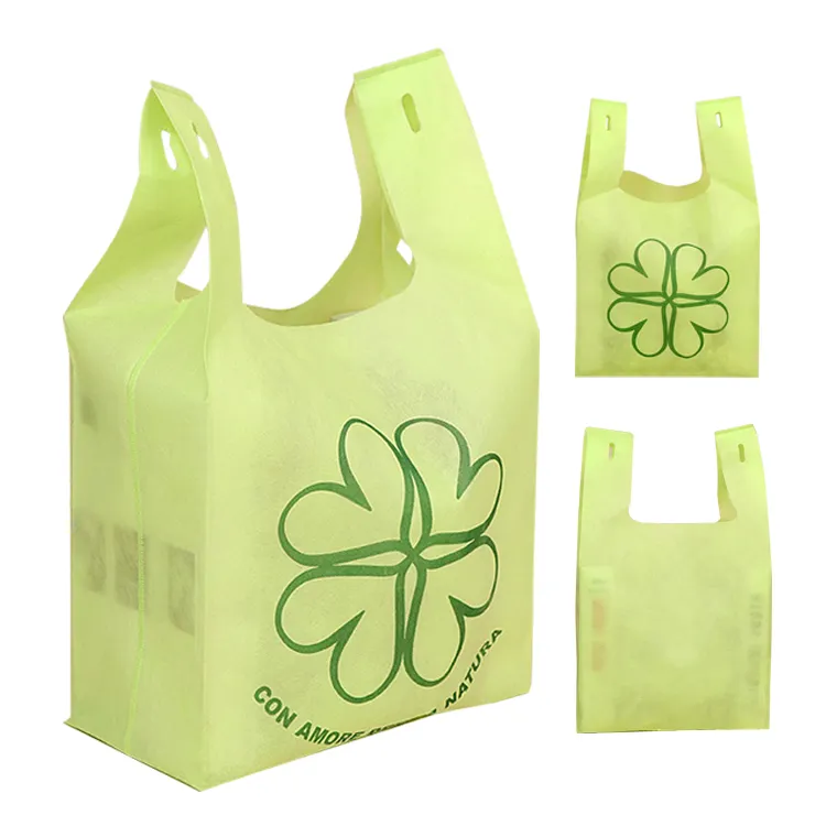 Borsa shopping in tessuto PP rpet eco logo personalizzato riciclabile d u cut supermarket bag