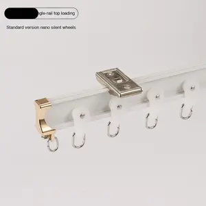 Tige romaine en alliage d'aluminium à montage par le haut, simple et double rail <span class=keywords><strong>pour</strong></span> <span class=keywords><strong>baie</strong></span> vitrée, balcon, rail de guidage <span class=keywords><strong>pour</strong></span> <span class=keywords><strong>rideau</strong></span> coulissant incurvé, vente en gros - Product Image 6