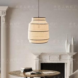 Lampe suspendue en rotin de style japonais, diamètre 45cm, lustre rond à LED chaud pour restaurant, chambre à coucher, salon de thé - Product Image 5