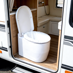 Toilettes portables à chasse d'eau sèche pour camping et camping-car, toilettes portables sans eau à chasse d'eau sèche, fermeture automatique à une touche - Product Image 1