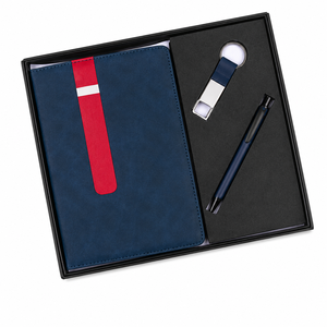 Set de Regalo Corporativo Azul Premium con un Elegante Cuaderno, un Moderno Llavero Metálico y un Elegante Bolígrafo Profesional a Juego - Product Image 2