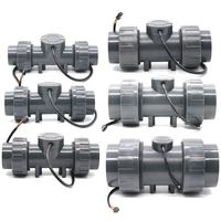 Flowmeter Turbin Roda Dayung Tipe Inline untuk Akuarium, Sensor Saklar Magnetik Efek Hall, Pulsa/4-20mA/RS485 UPVC untuk Cairan Air