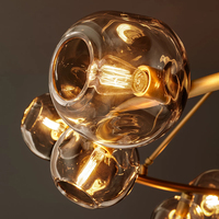 Lustre moderne de 36 pouces pour salon, créatif, avec globes suspendus en verre soufflé effet fumée