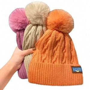 Chapeau en tricot pour bébé de haute qualité, automne/hiver, coupe-vent, chaud, chapeau Bennie, chapeau en tricot super doux, bonnet pour bébé et enfant - Product Image 4