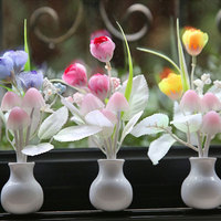 Veilleuse LED Enchantée Design Vase, Lampe de Chevet Branchement ABS avec Contrôle de la Lumière pour Chambre