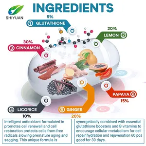 Cápsula para branqueamento de pele, suplemento herbal l-gluthione foca no brilho transparente e suavizante da pele