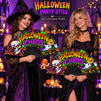Éventail Pliant Personnalisé de Luxe en Gros, 33 cm (13 pouces), en Plastique, Bambou ou Bois, pour Halloween et Marchés