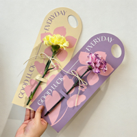 Carte porte-fleur à tige unique avec poignée, carte de vœux pour fleurs séchées, boîte cadeau pour bouquet de fleurs de la Fête des Mères